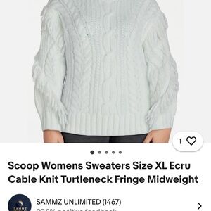 Scoop Women's Ecru Cable Knit Turtleneck Sweater